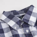 Plaid Short Sleeved Curved Hem Cotton Check Shirt